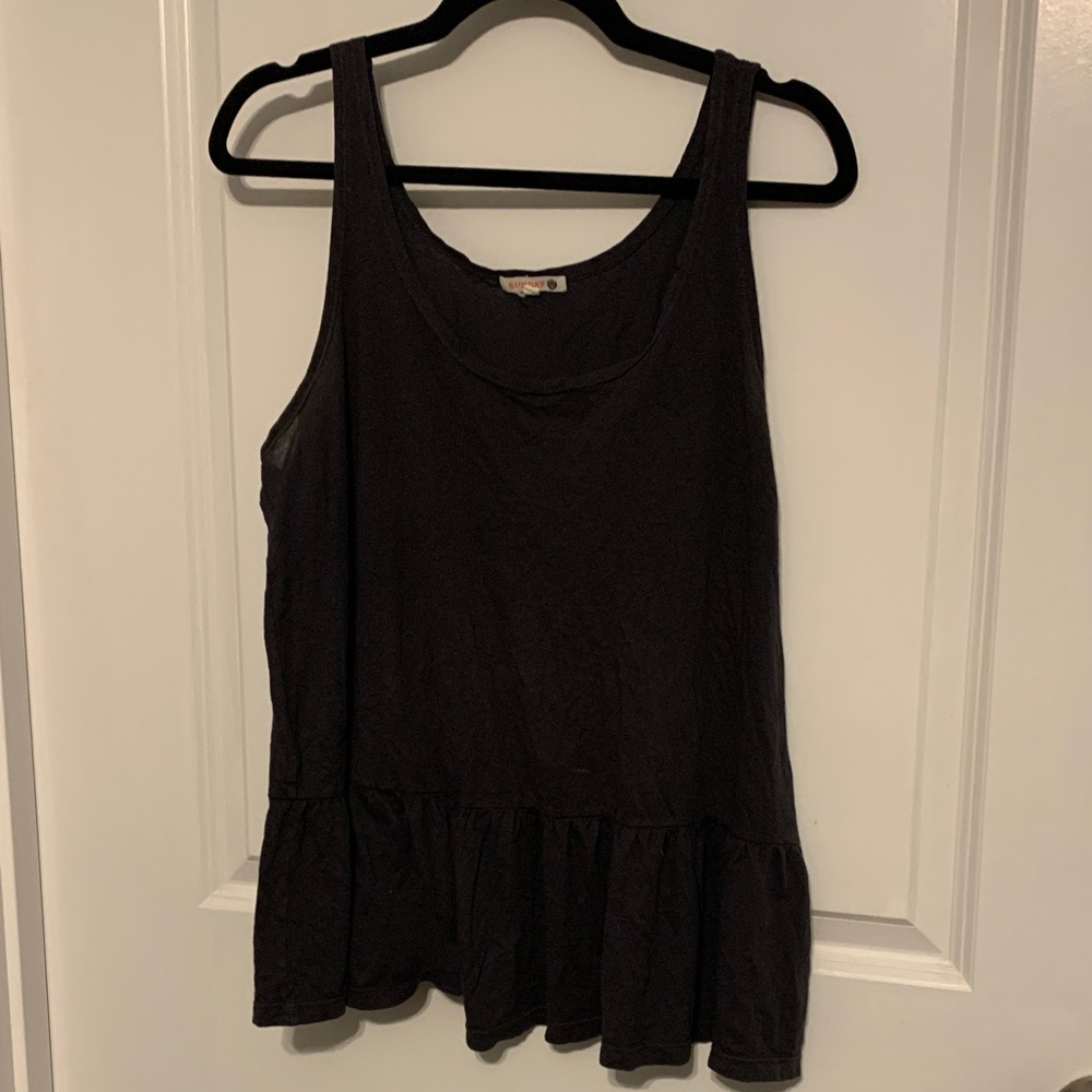 Sundry Black Peplum Tank Top